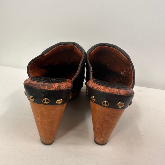 Lucky Brand Brown Leather Maddox Wooden Platform Heels Size 6.5 - Picture 6 of 9